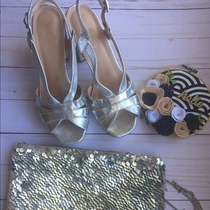 Silver sandals European brand name Amici